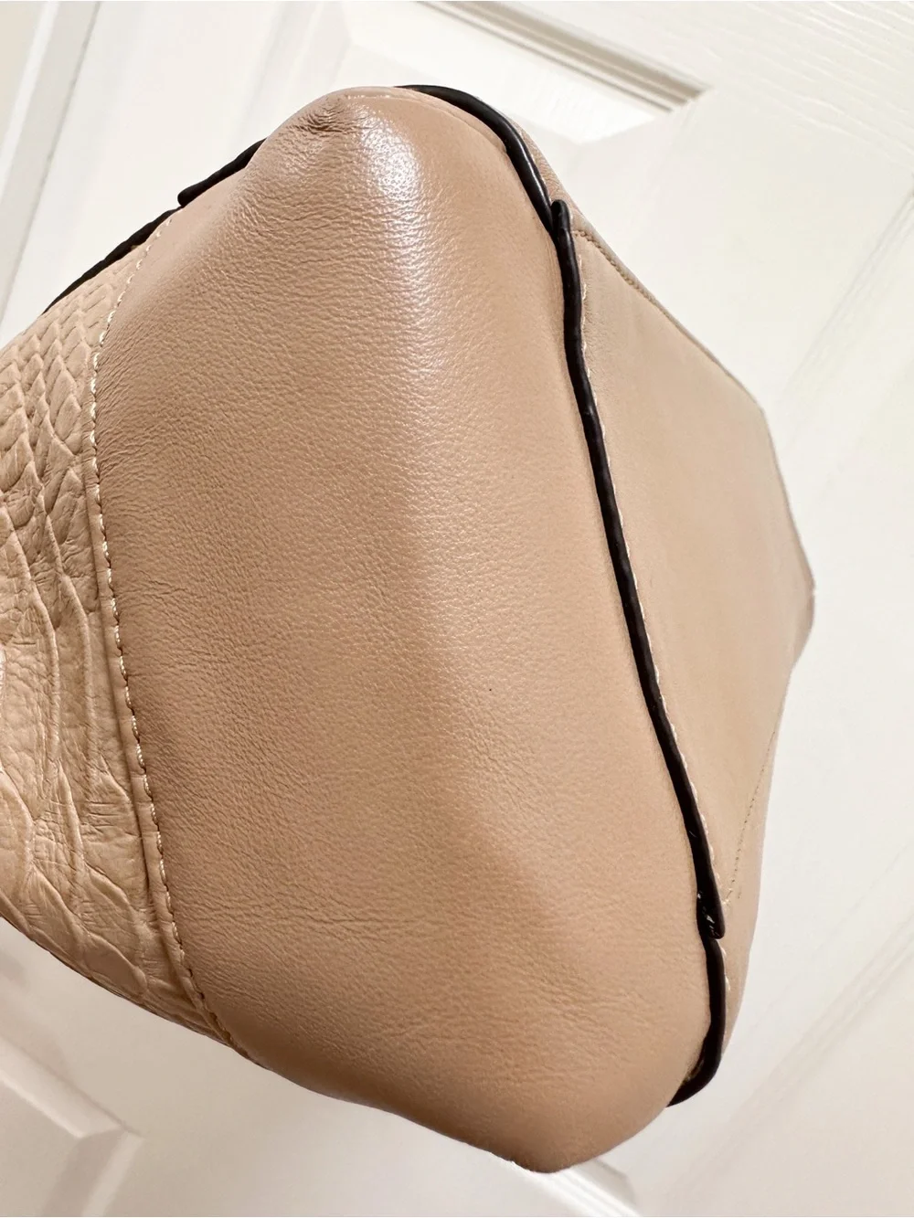 Coach Charlie Large Structured Hobo Mushroom Beige Python Leather NWT